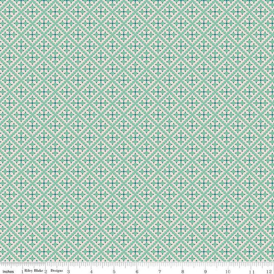 SALE Gentler Times Shenanigans C16487 Sea Glass - Riley Blake Designs - Lori Holt - Tiled Geometric Abstract - Quilting Cotton Fabric