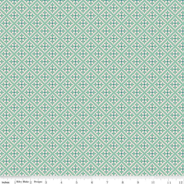 SALE Gentler Times Shenanigans C16487 Sea Glass - Riley Blake Designs - Lori Holt - Tiled Geometric Abstract - Quilting Cotton Fabric