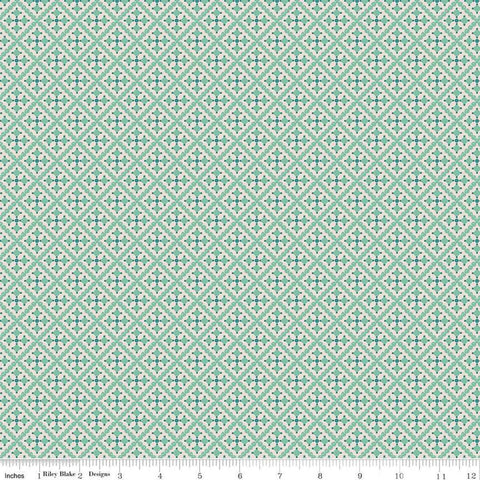 SALE Gentler Times Shenanigans C16487 Sea Glass - Riley Blake Designs - Lori Holt - Tiled Geometric Abstract - Quilting Cotton Fabric