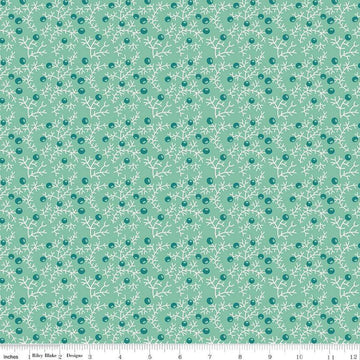 DEAL Gentler Times Quaint C16484 Sea Glass - Riley Blake Designs - Lori Holt - Leaves Berries Stems - Quilting Cotton Fabric