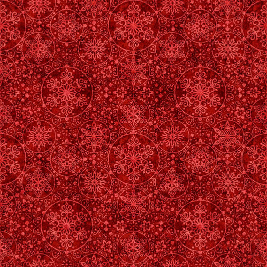 2yd 22" End of Bolt - Santa's Workshop Snowflakes WIDEBACK 31077 Red R - QT Fabrics - 108" - Quilting Cotton Fabric