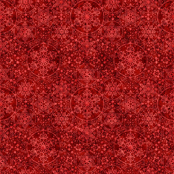 3 Yard Cut - Santa's Workshop Snowflakes WIDE Back 31077 Red R - QT Fabrics - 107/108" Wide - Quilting Cotton Fabric