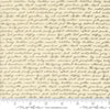 Image of the Acorn Hollow Text Ecru quilting cotton fabric by Moda Fabrics. Features words on a cream background. Cute Little Fabric Shop