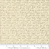 Image of the Acorn Hollow Text Ecru quilting cotton fabric by Moda Fabrics. Features words on a cream background. Cute Little Fabric Shop