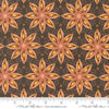 Image of the Acorn Hollow Spiced Soil quilting cotton fabric by Moda Fabrics. Features flowers on a black background. Cute Little Fabric Shop