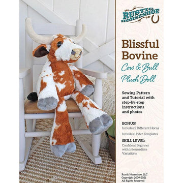 DEAL Blissful Bovine Cow & Bull Plush Doll Pattern Quilt PaTTERN - QT Designers - QT Fabrics - Instructions Only - Plushie Animal