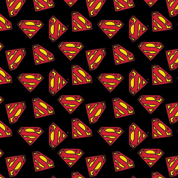DEAL Superman Logo 23400704 Black - Camelot Fabrics - S Emblem Icon - Quilting Cotton Fabric - Official Licensed Product