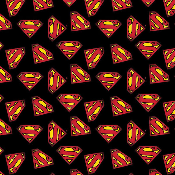 Superman Logo 23400704 Black - Camelot Fabrics - S Emblem Icon - Quilting Cotton Fabric - Official Licensed Product