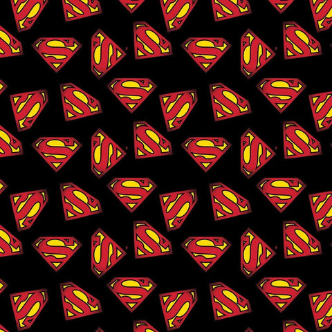 Superman Logo 23400704 Black - Camelot Fabrics - S Emblem Icon - Quilting Cotton Fabric - Official Licensed Product