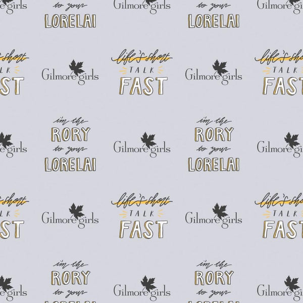 Gilmore Girls Life's Short 23840103 Grey - Camelot Fabrics - Talk Fast Rory and Lorelai - Quilting Cotton Fabric - Official Licensed Product