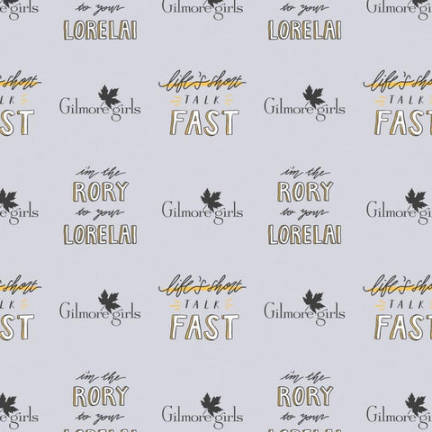 Gilmore Girls Life's Short 23840103 Grey - Camelot Fabrics - Talk Fast Rory and Lorelai - Quilting Cotton Fabric - Official Licensed Product