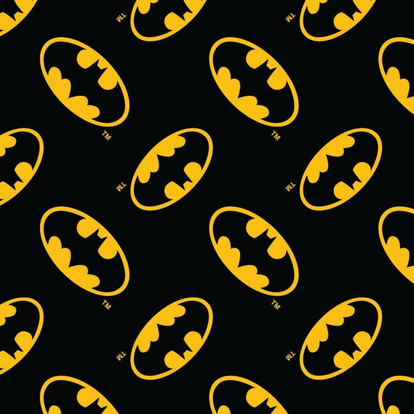 Batman Logo Tossed 23200022WM Black - Camelot Fabrics - Bats Icon Emblem - Quilting Cotton Fabric - Official Licensed Product