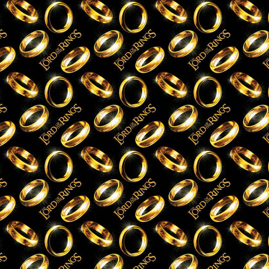 DEAL MINKY Lord of the Rings Rings Tossed 23220206M-01 Black 60" Wide - Camelot Fabrics - The One Ring - 100% Polyester - Licensed Product