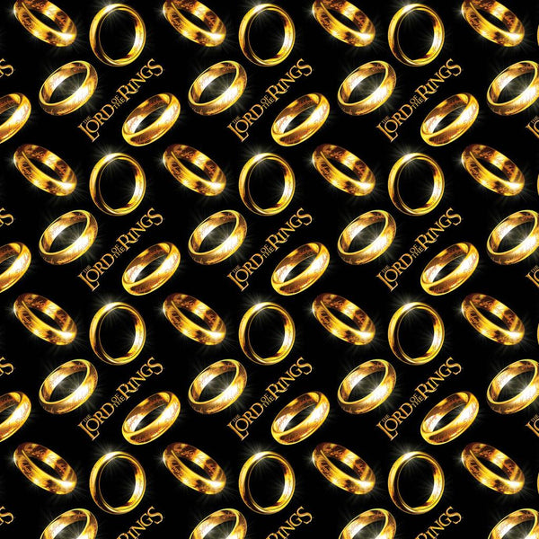 SALE MINKY Lord of the Rings Rings Tossed 23220206M-01 Black 60" Wide - Camelot Fabrics - The One Ring - 100% Polyester - Licensed Product