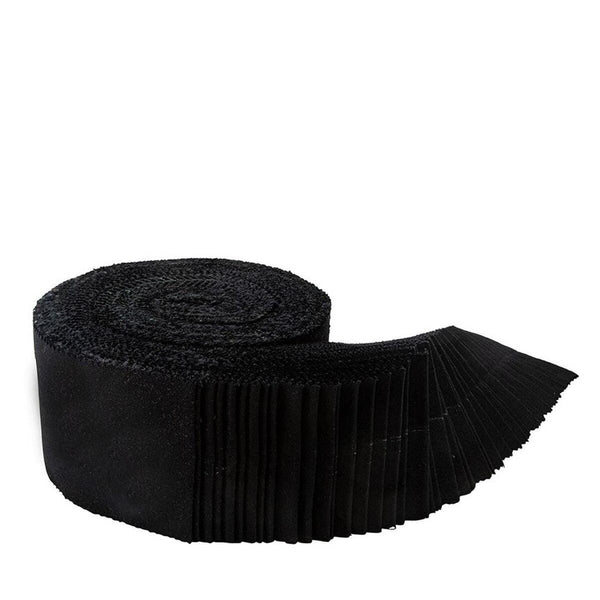 SALE Confetti Cottons Pitch Black 2.5-Inch Rolie Polie Jelly Roll 40 pieces Riley Blake Designs - Precut Bundle - Quilting Cotton Fabric