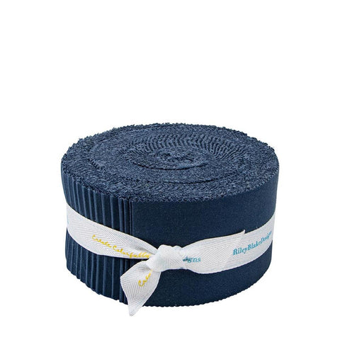 Confetti Cottons Oxford Blue 2.5-Inch Rolie Polie Jelly Roll 40 pieces Riley Blake Designs - Precut Bundle - Quilting Cotton Fabric