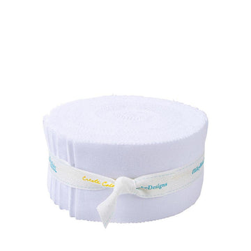 SALE Confetti Cottons Bright White 2.5-Inch Rolie Polie Jelly Roll 40-Piece Riley Blake Designs - Precut Bundle - Quilting Cotton Fabric