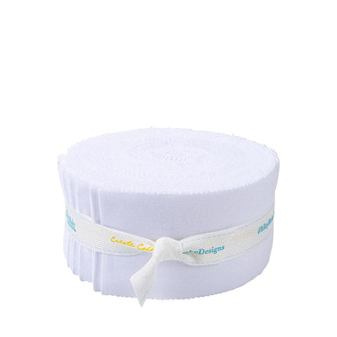 SALE Confetti Cottons Bright White 2.5-Inch Rolie Polie Jelly Roll 40 pieces Riley Blake Designs - Precut Bundle - Quilting Cotton Fabric