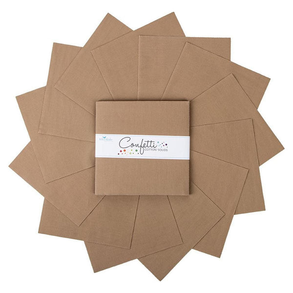 SALE Confetti Cottons Pebble Layer Cake 10" Stacker Bundle - Riley Blake - 42 piece Precut Pre cut - Solid - Quilting Cotton Fabric