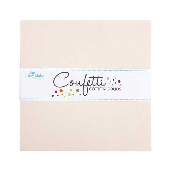 SALE Confetti Cottons Ivory Layer Cake 10" Stacker Bundle - Riley Blake - 42 piece Precut Pre cut - Solid - Quilting Cotton Fabric
