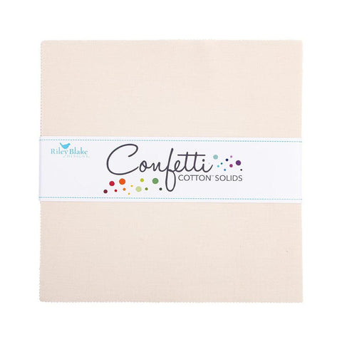 SALE Confetti Cottons Ivory Layer Cake 10" Stacker Bundle - Riley Blake - 42 piece Precut Pre cut - Solid - Quilting Cotton Fabric