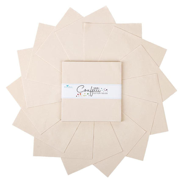 SALE Confetti Cottons Ivory Layer Cake 10" Stacker Bundle - Riley Blake - 42 piece Precut Pre cut - Solid - Quilting Cotton Fabric