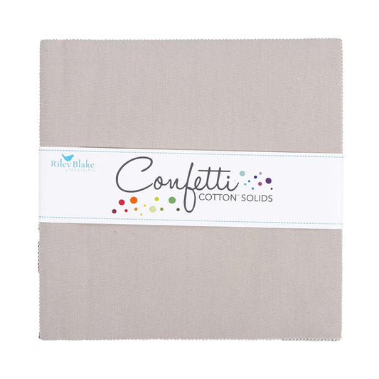 SALE Confetti Cottons Cobblestone Layer Cake 10" Stacker Bundle - Riley Blake - 42-Piece Precut  - Solid - Quilting Cotton Fabric