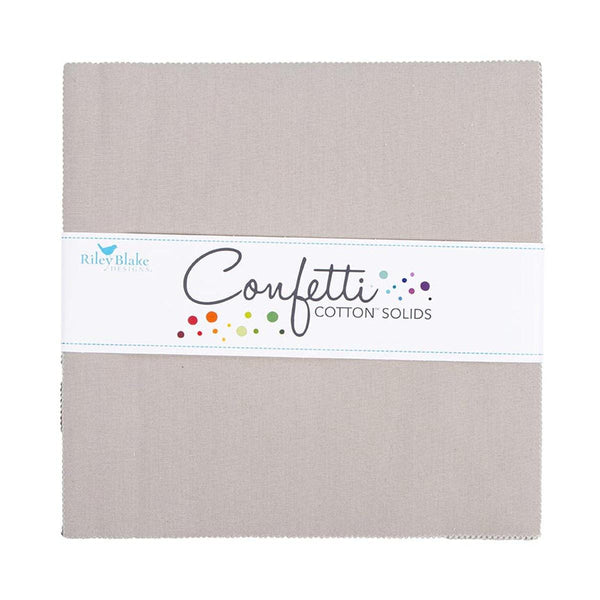 SALE Confetti Cottons Cobblestone Layer Cake 10" Stacker Bundle - Riley Blake - 42 piece Precut Pre cut - Solid - Quilting Cotton Fabric