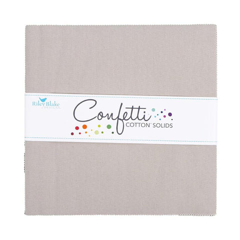 SALE Confetti Cottons Cobblestone Layer Cake 10" Stacker Bundle - Riley Blake - 42 piece Precut Pre cut - Solid - Quilting Cotton Fabric