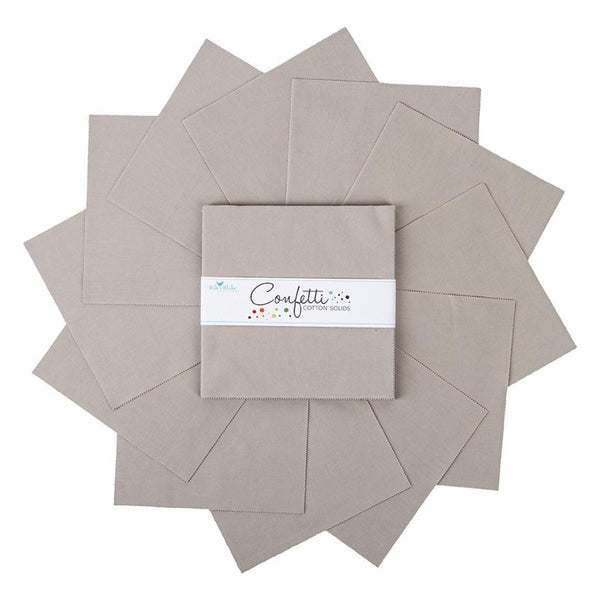 SALE Confetti Cottons Cobblestone Layer Cake 10" Stacker Bundle - Riley Blake - 42 piece Precut Pre cut - Solid - Quilting Cotton Fabric