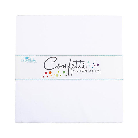 SALE Confetti Cottons Bright White Layer Cake 10" Stacker Bundle - Riley Blake - 42 piece Precut Pre cut - Solid - Quilting Cotton Fabric