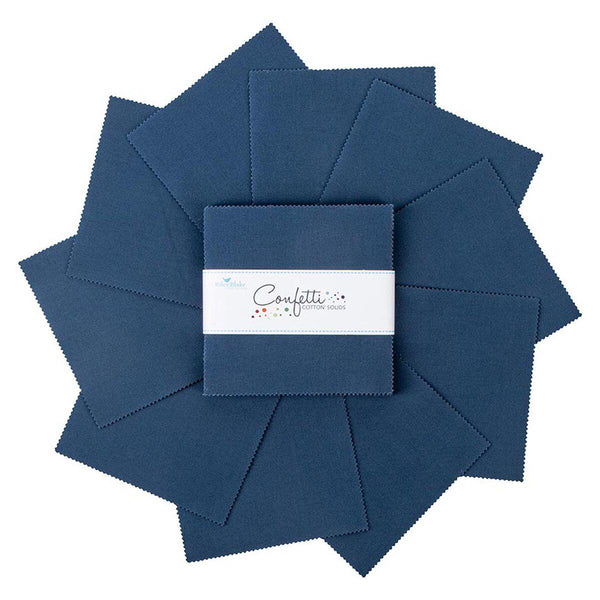 SALE Confetti Cottons Oxford Blue Charm Pack 5" Stacker Bundle - Riley Blake Designs - 42 piece Precut Pre cut - Quilting Cotton Fabric
