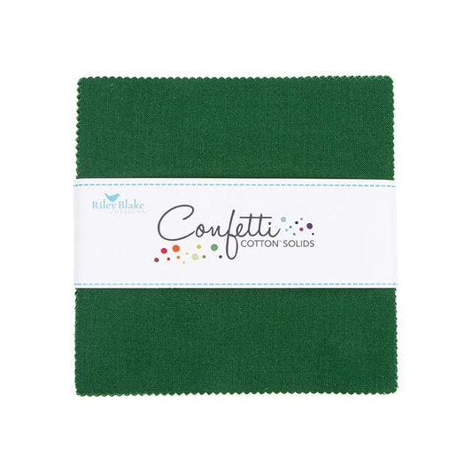 SALE Confetti Cottons Christmas Green Charm Pack 5" Stacker Bundle - Riley Blake Designs - 42-Piece Precut  - Quilting Cotton Fabric