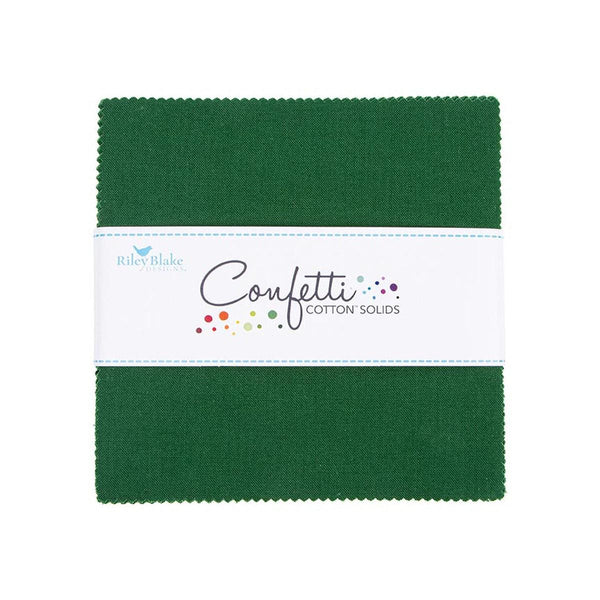 SALE Confetti Cottons Christmas Green Charm Pack 5" Stacker Bundle - Riley Blake Designs - 42 piece Precut Pre cut - Quilting Cotton Fabric