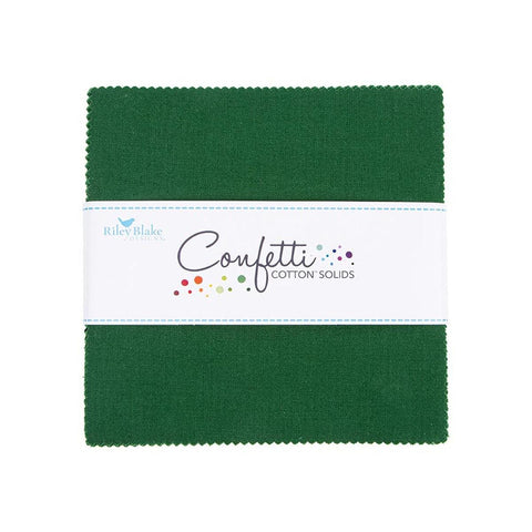SALE Confetti Cottons Christmas Green Charm Pack 5" Stacker Bundle - Riley Blake Designs - 42 piece Precut Pre cut - Quilting Cotton Fabric