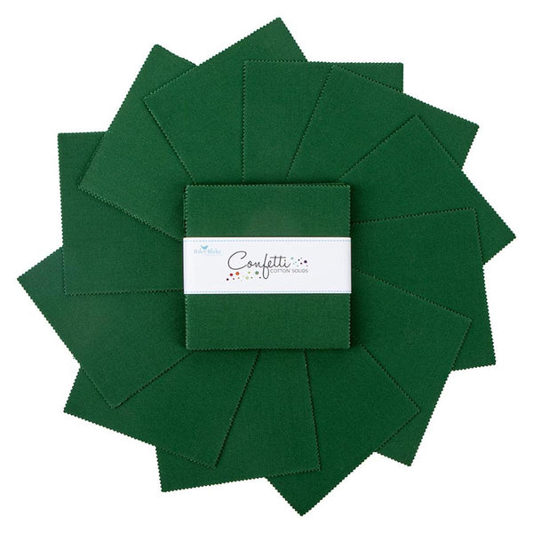 SALE Confetti Cottons Christmas Green Charm Pack 5" Stacker Bundle - Riley Blake Designs - 42 piece Precut Pre cut - Quilting Cotton Fabric