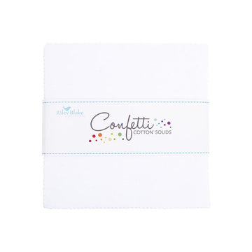 SALE Confetti Cottons Bright White Charm Pack 5" Stacker Bundle - Riley Blake Designs - 42-Piece Precut  - Quilting Cotton Fabric
