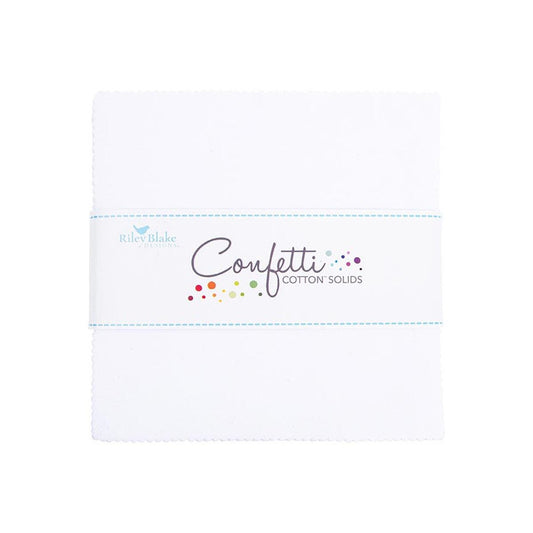 SALE Confetti Cottons Bright White Charm Pack 5" Stacker Bundle - Riley Blake Designs - 42-Piece Precut  - Quilting Cotton Fabric