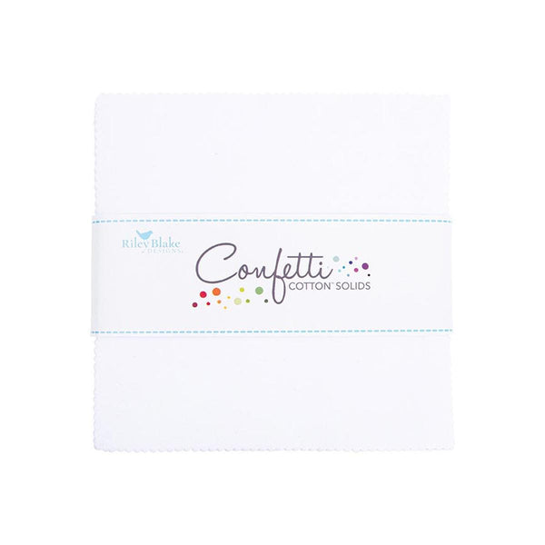 SALE Confetti Cottons Bright White Charm Pack 5" Stacker Bundle - Riley Blake Designs - 42 piece Precut Pre cut - Quilting Cotton Fabric