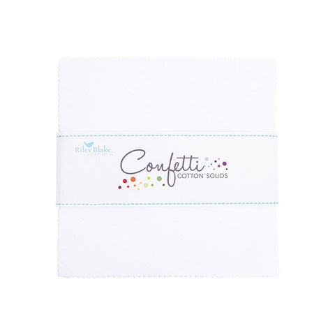 SALE Confetti Cottons Bright White Charm Pack 5" Stacker Bundle - Riley Blake Designs - 42 piece Precut Pre cut - Quilting Cotton Fabric