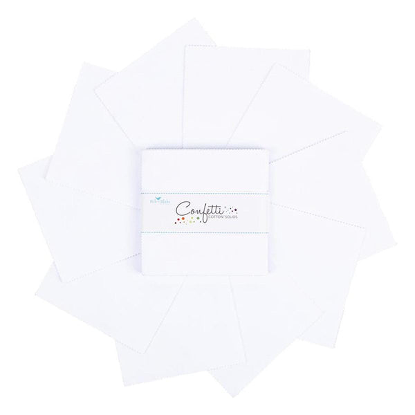 SALE Confetti Cottons Bright White Charm Pack 5" Stacker Bundle - Riley Blake Designs - 42 piece Precut Pre cut - Quilting Cotton Fabric