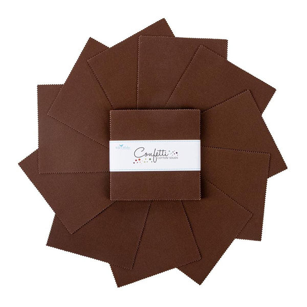 SALE Confetti Cottons Brownie Charm Pack 5" Stacker Bundle - Riley Blake Designs - 42 piece Precut Pre cut - Quilting Cotton Fabric