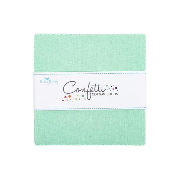 SALE Confetti Cottons Sweet Mint Charm Pack 5" Stacker Bundle - Riley Blake Designs - 42 piece Precut Pre cut - Quilting Cotton Fabric
