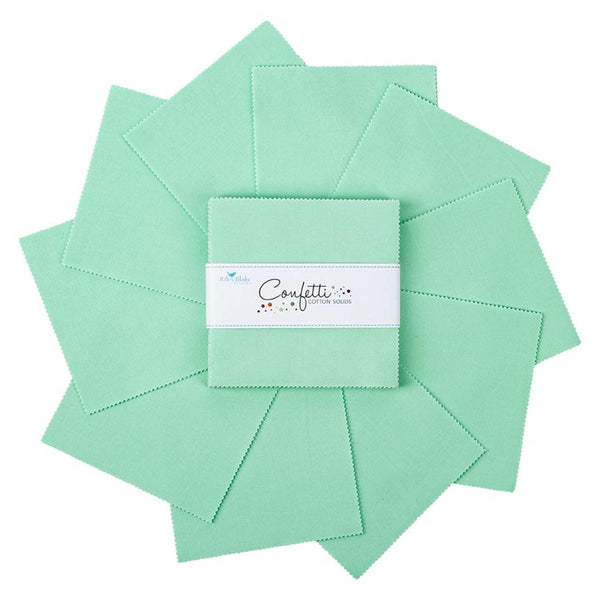 SALE Confetti Cottons Sweet Mint Charm Pack 5" Stacker Bundle - Riley Blake Designs - 42 piece Precut Pre cut - Quilting Cotton Fabric
