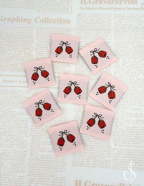 SALE Tulip Woven Labels P178-SIWL11 - Riley Blake Designs - Minki Kim - Durable Soft Thread - Machine Washable - Polyester - Set of 8 Labels