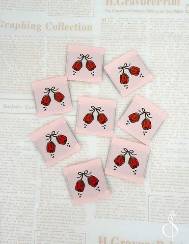 SALE Tulip Woven Labels P178-SIWL11 - Riley Blake Designs - Minki Kim - Durable Soft Thread - Machine Washable - Polyester - Set of 8 Labels