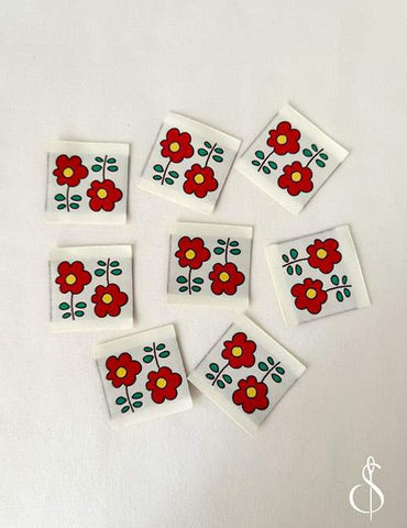 Camellia Woven Labels P178-SIWL13 - Riley Blake Designs - Minki Kim - Durable Thread - Machine Washable - Polyester - Set of 8 Labels