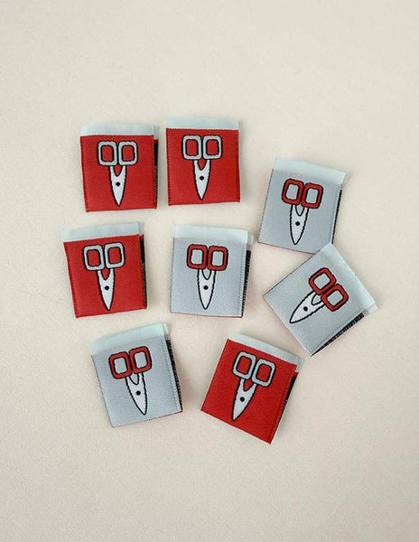Scissors Woven Labels P178-SIWL8 - Riley Blake Designs - Minki Kim - Double Sided - Machine Washable - Polyester - 8 Labels