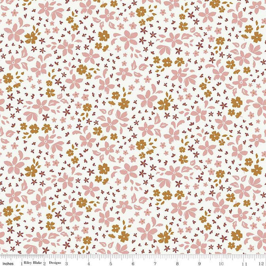 Image of the Winged Medley Petals Cloud quilting cotton fabric. Features petals on a cream background. Cute Little Fabric Shop