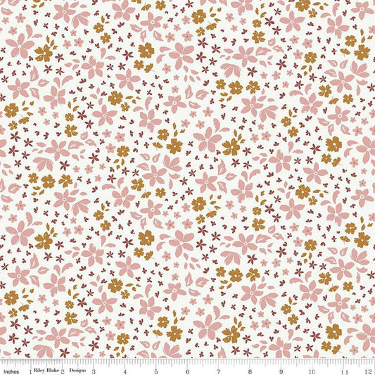 Image of the Winged Medley Petals Cloud quilting cotton fabric. Features petals on a cream background. Cute Little Fabric Shop